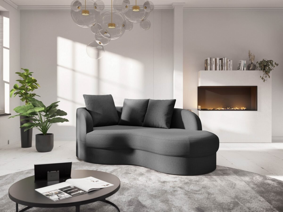 ⁦كنبه منحنية – رمادي | SOF-7408⁩ - الصورة ⁦1⁩