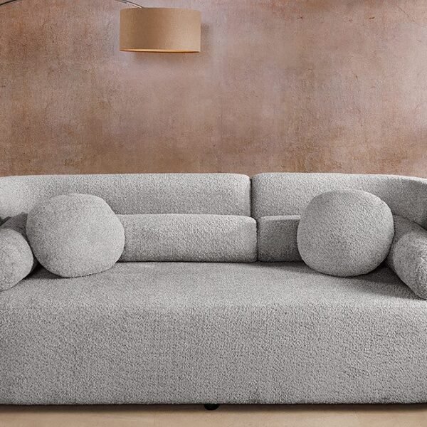 كنبة منحنية بثلاثة مقاعد – رمادي | SOF-7406