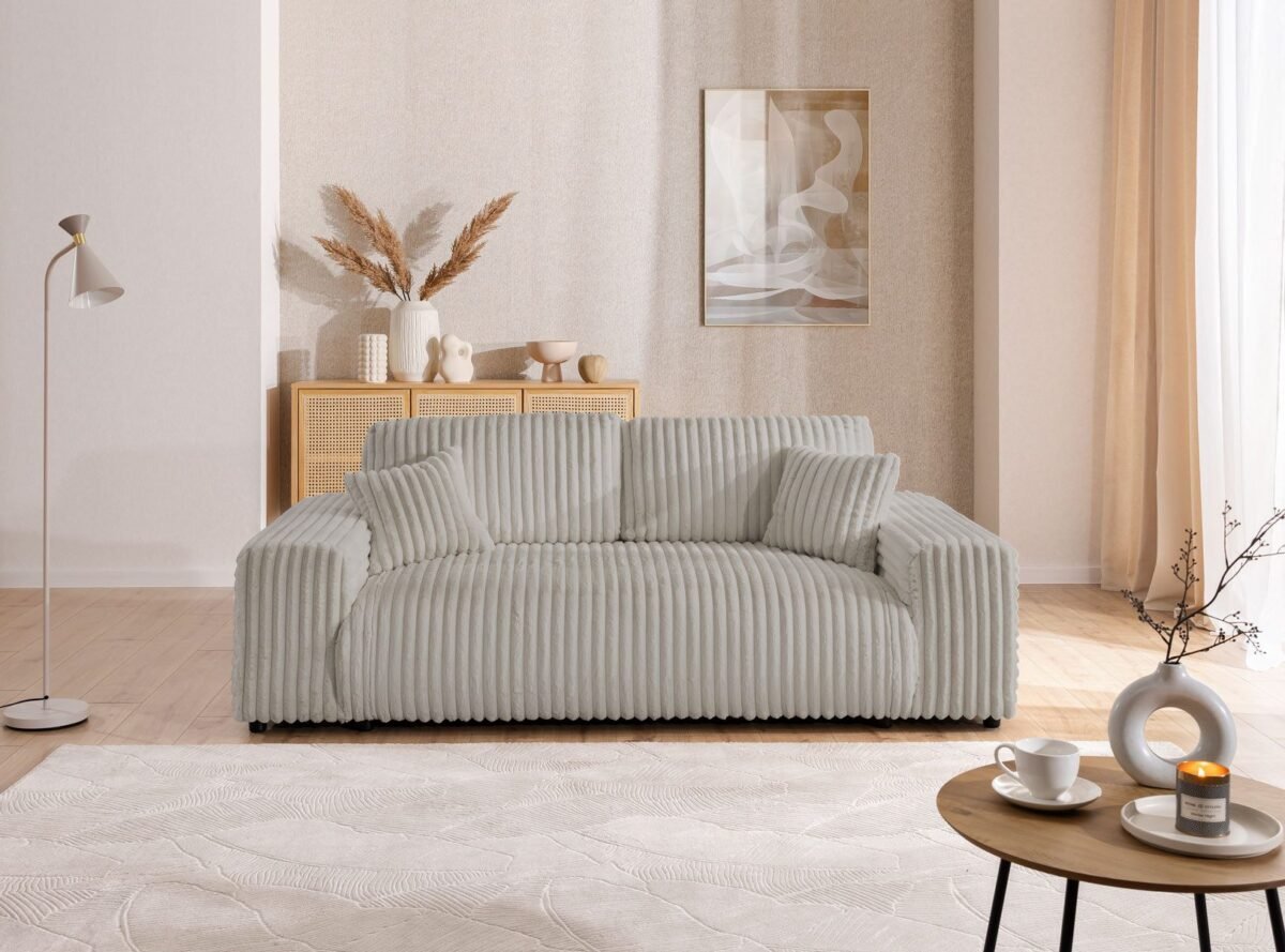 ⁦كنبة بثلاثة مقاعد – رمادي فاتح | SOF-7419⁩ - الصورة ⁦1⁩