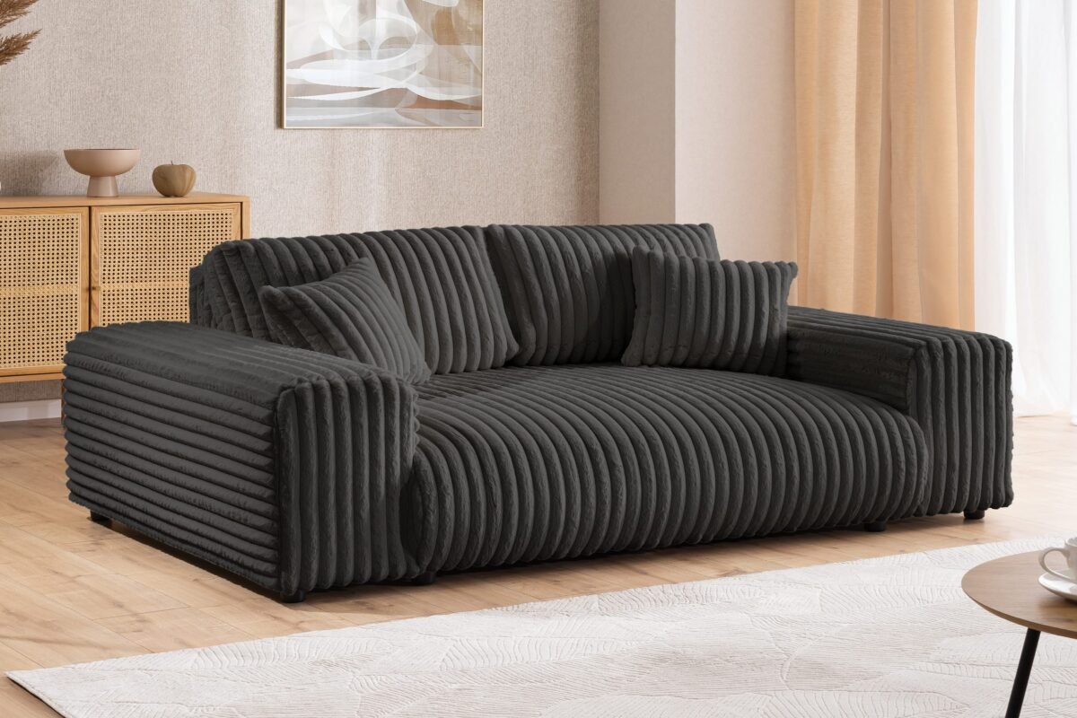Product Name: Three-Seater Sofa – Black | SOF-7418 - Image 2