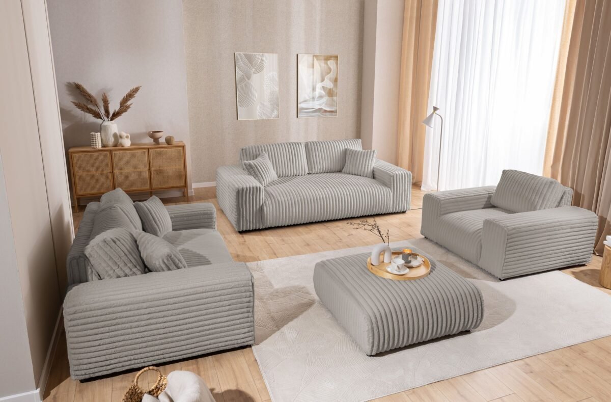 Product Name: Three-Seater Sofa – Light Gray | SOF-7419 - Image 5