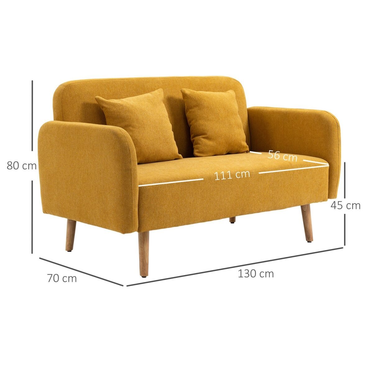Two-Seater Sofa – Yellow | SOF-7414 - Image 4