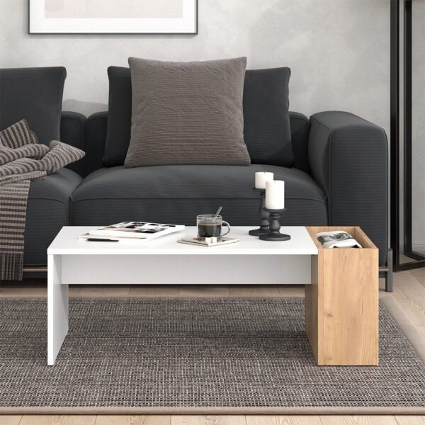 CFT-2930 Coffee Table – Bright White with a Warm Wood Touch