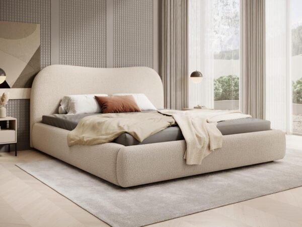 سرير "بوكليه" بتصميم انسيابي مريح – بيج كريمي | BED-2989