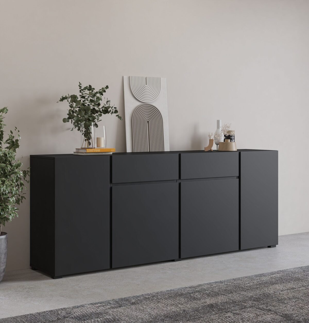 Naqaa Sideboard – BUF-7313 (Black) - Image 1