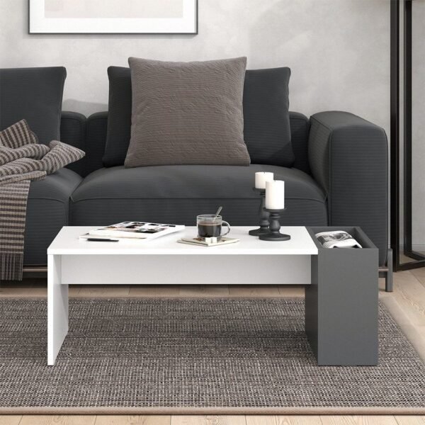 CFT-2931 Coffee Table – White & Grey Contrast for an Organized Space