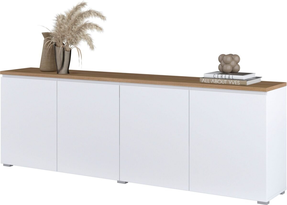 ⁦وحدة تلفزيون TVU-6786 – أبيض + بيج خشبي⁩ - الصورة ⁦5⁩