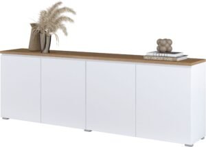 ⁦وحدة تلفزيون TVU-6786 – أبيض + بيج خشبي⁩ - الصورة ⁦5⁩