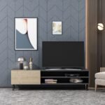 وحدة تلفزيون مودرن بتصميم صناعي – رمادي داكن وخشبي | TVU-6763