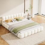 سرير مبطن بتصميم مكعبات "باف" – أبيض كريمي | BED-2985