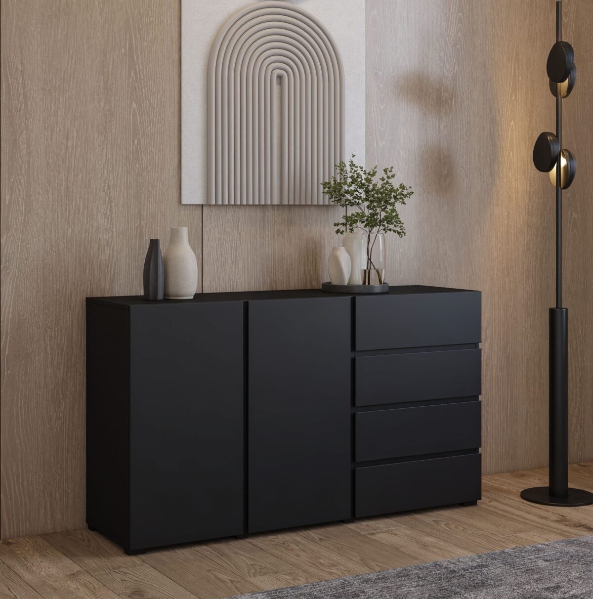 Naqaa Sideboard – BUF-7312 (Black) - Image 1