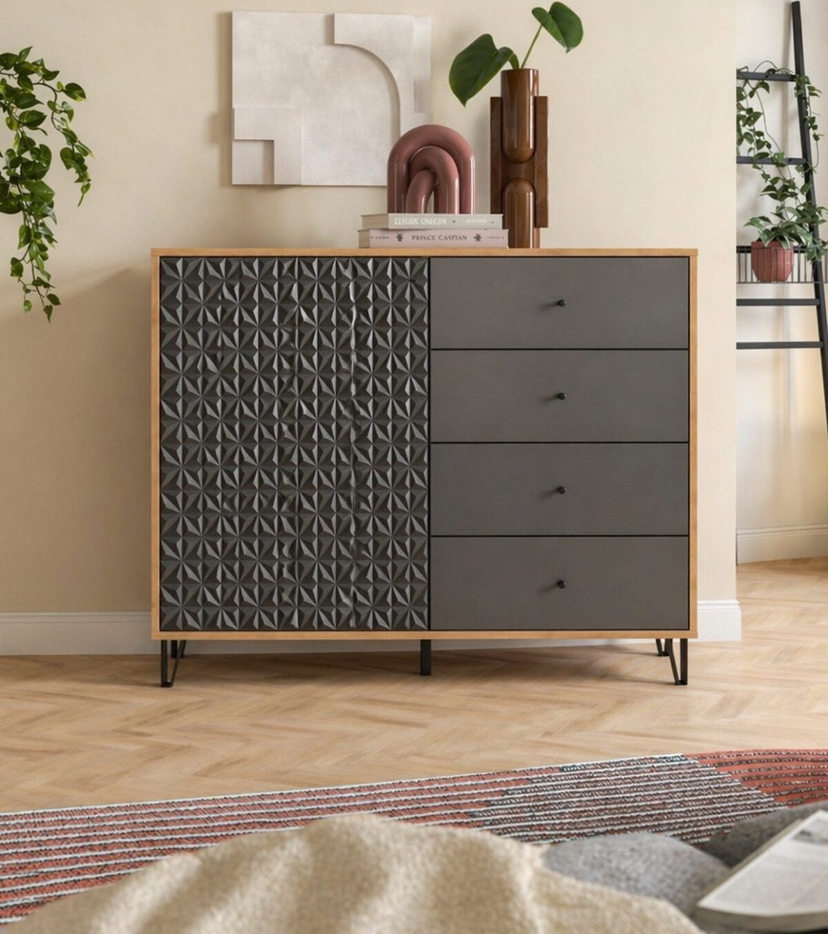 Sideboard BUF-7320 – Dark Grey & Wood - Image 1