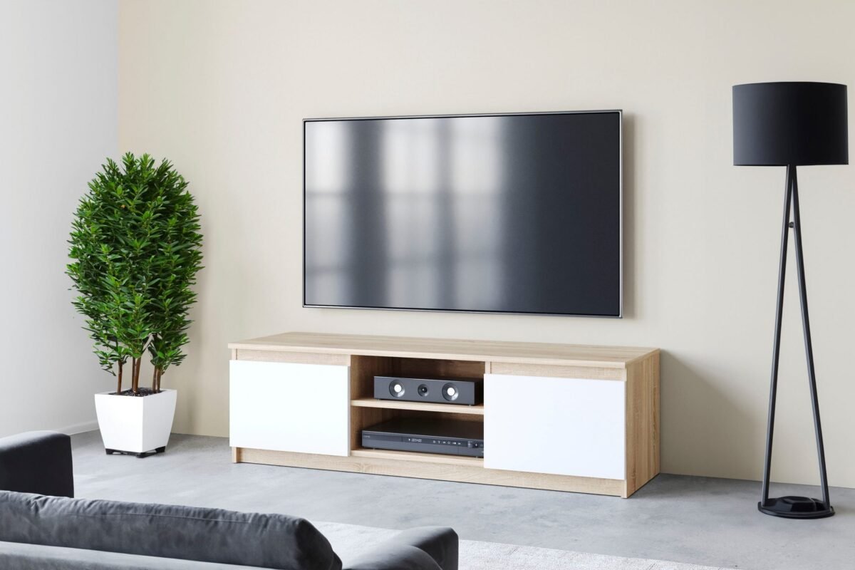 ⁦وحدة تلفزيون مودرن بتصميم ثنائي اللون | TVU-6770⁩ - الصورة ⁦1⁩