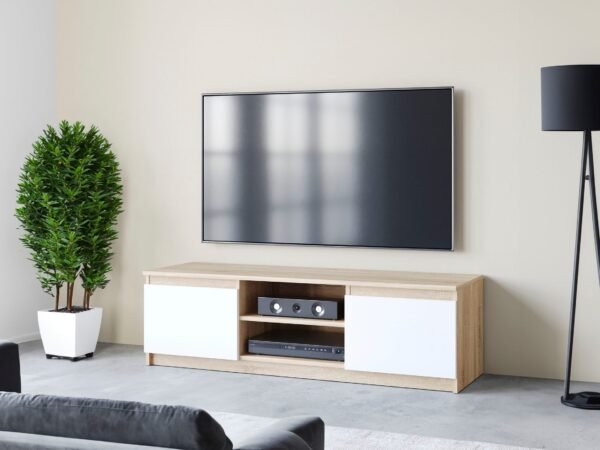 Modern Two-Tone TV Stand – Wood & White | TVU-6770