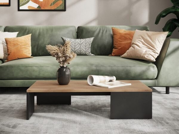 CFT-2922 Coffee Table – Dark Grey & Wood Contrast