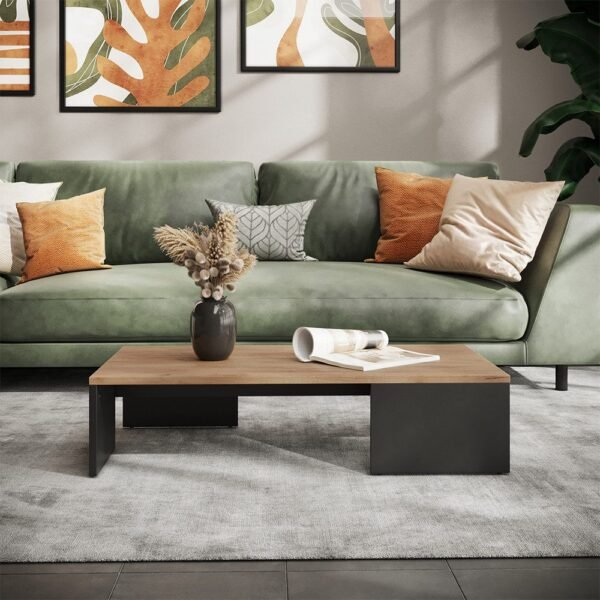 ترابيزة قهوة CFT-2922 – الرمادي الغامق مع لمسة الخشب