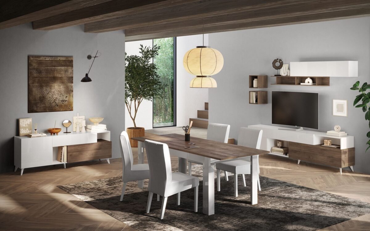 TVU-6775 | Modern TV Unit - White & Wood - Image 2