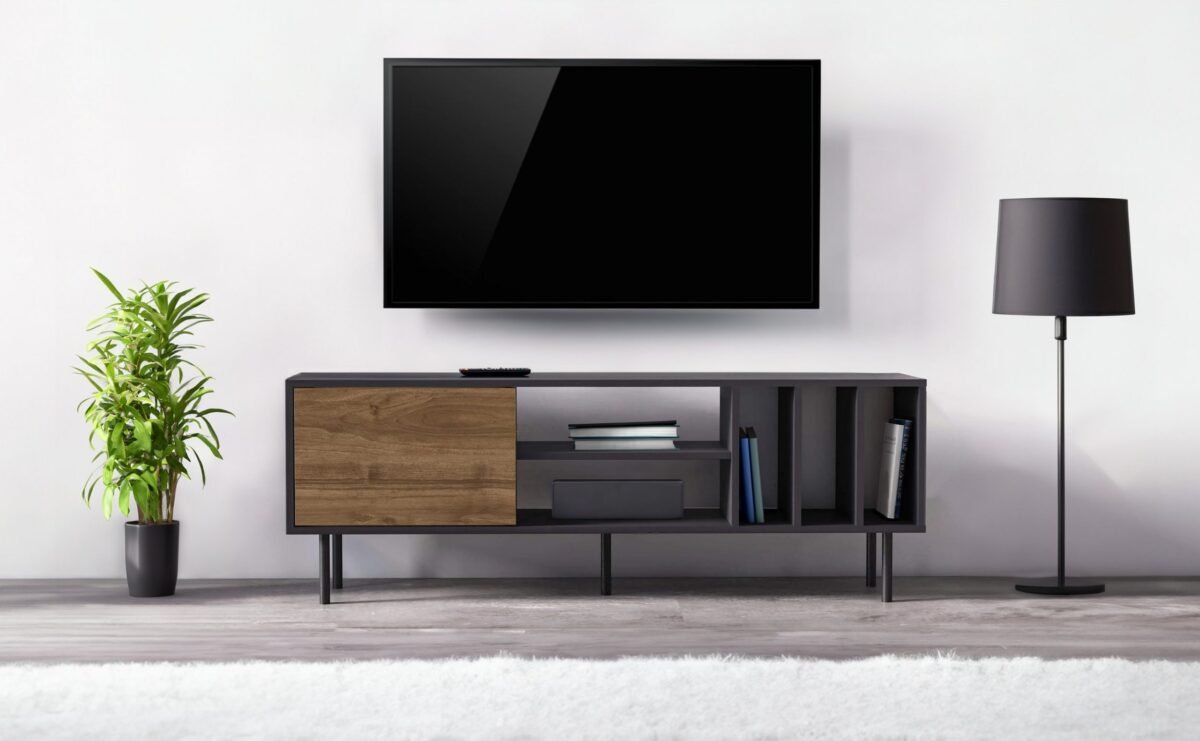 TVU-6785 | TV Unit - Black & Wood - Image 2