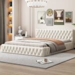 ⁦سرير كابتونيه ملكي – بيج فاتح | BED-2974⁩ - الصورة ⁦2⁩