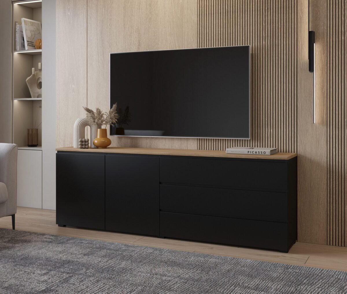 TV Unit TVU-67868 – Black + Light wooden - Image 3