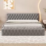 ⁦سرير كابتونيه ملكي – رمادي | BED-2975⁩ - الصورة ⁦2⁩
