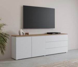 وحدة تلفزيون TVU-6787 – أبيض + بيج خشبي