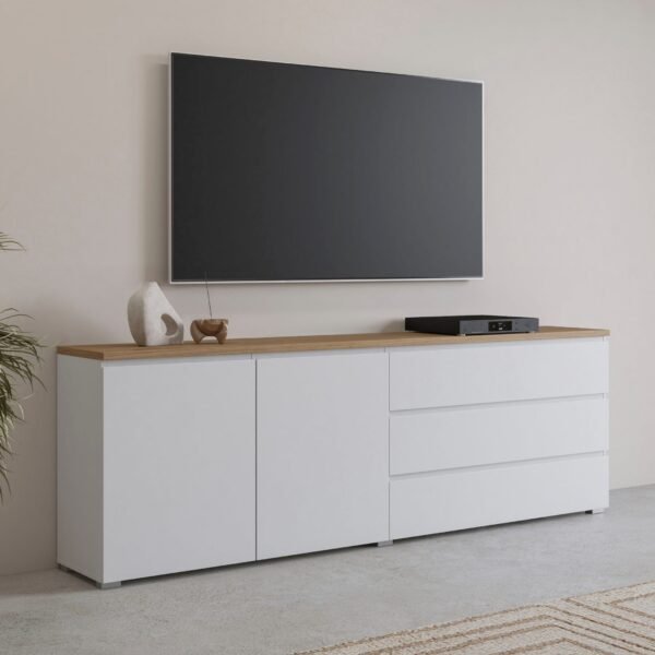 وحدة تلفزيون TVU-6787 – أبيض + بيج خشبي