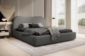 سرير "بوكليه" بتصميم انسيابي مريح – رمادي غامق | BED-2990