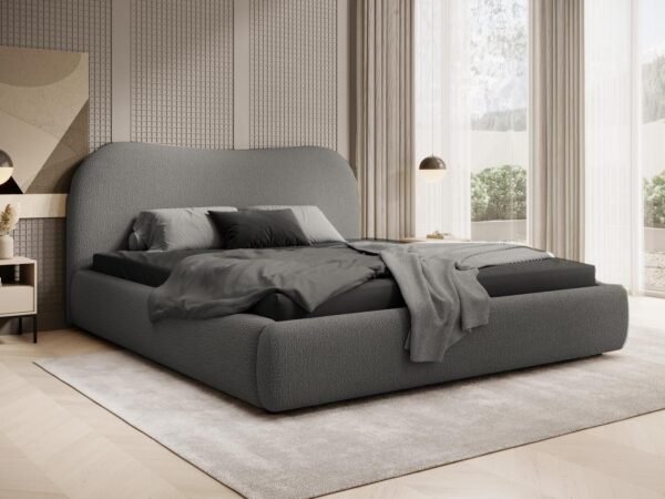 سرير "بوكليه" بتصميم انسيابي مريح – رمادي غامق | BED-2990