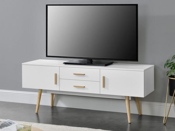 Modern TV Stand with Natural Beech Wood Accents | TVU-6772