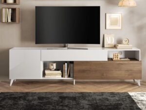 ⁦TVU-6775 | وحدة تلفزيون - أبيض وخشابي⁩ - الصورة ⁦4⁩