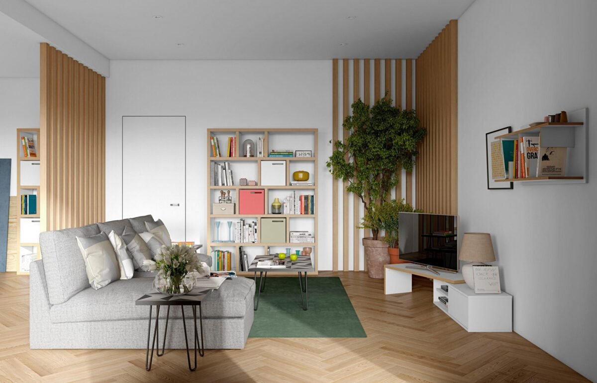 Modern Flexible TV Unit – Bright White with Wood Accents | TVU-6780 - Image 5