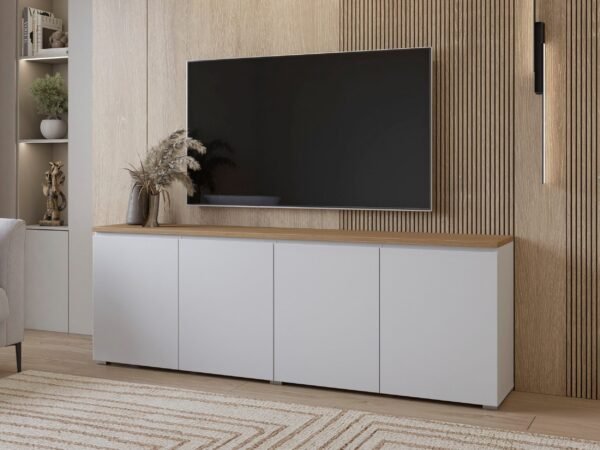TV Unit TVU-6786 – White + Light Oak
