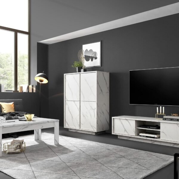 طاولة تلفزيون "رخامية" بتصميم عصري منخفض |TVU-6750