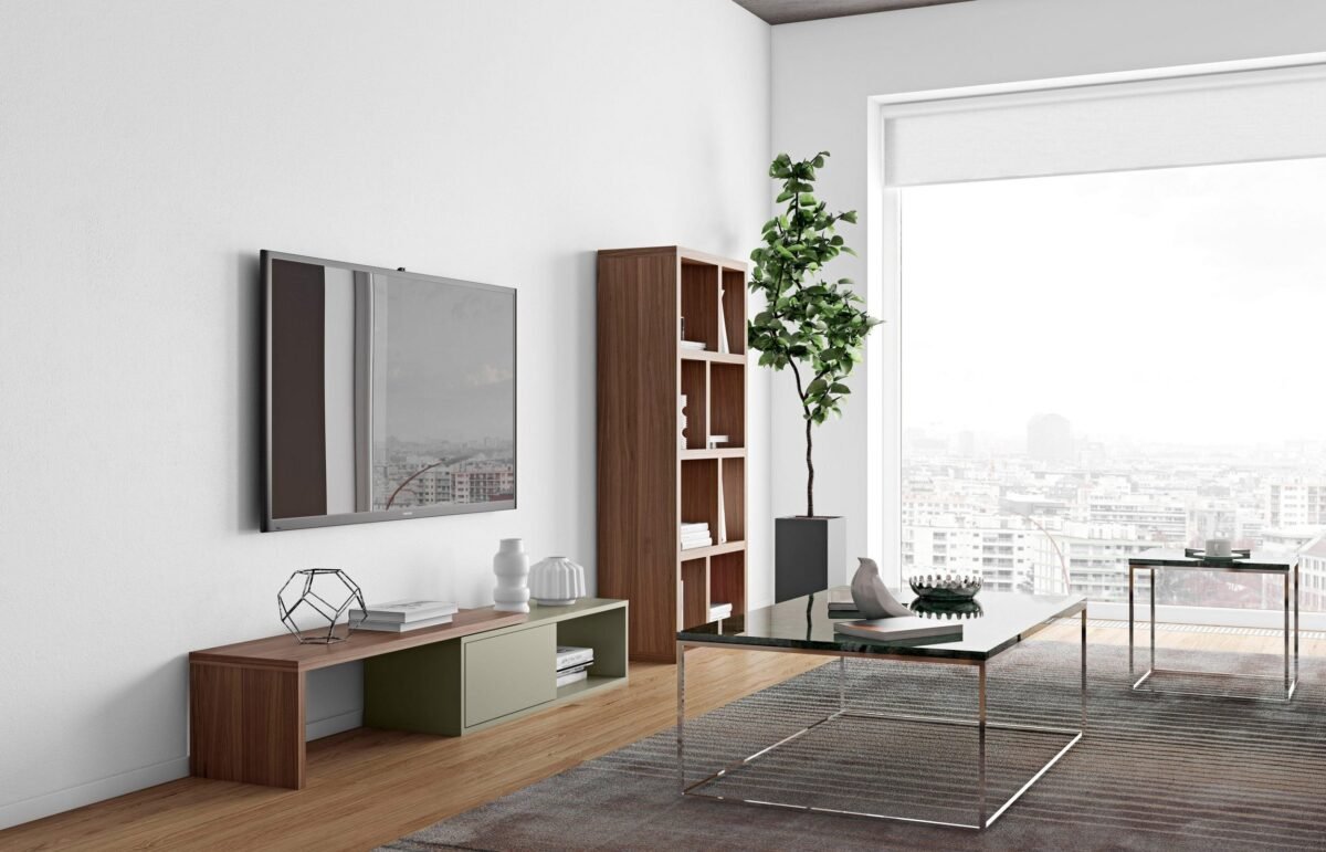 Modern Flexible TV Unit – Bright White with Wood Accents | TVU-6780 - Image 6