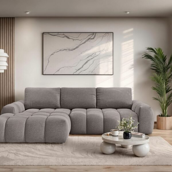 270×166 cm Coffee Linen Compact Sectional Sofa