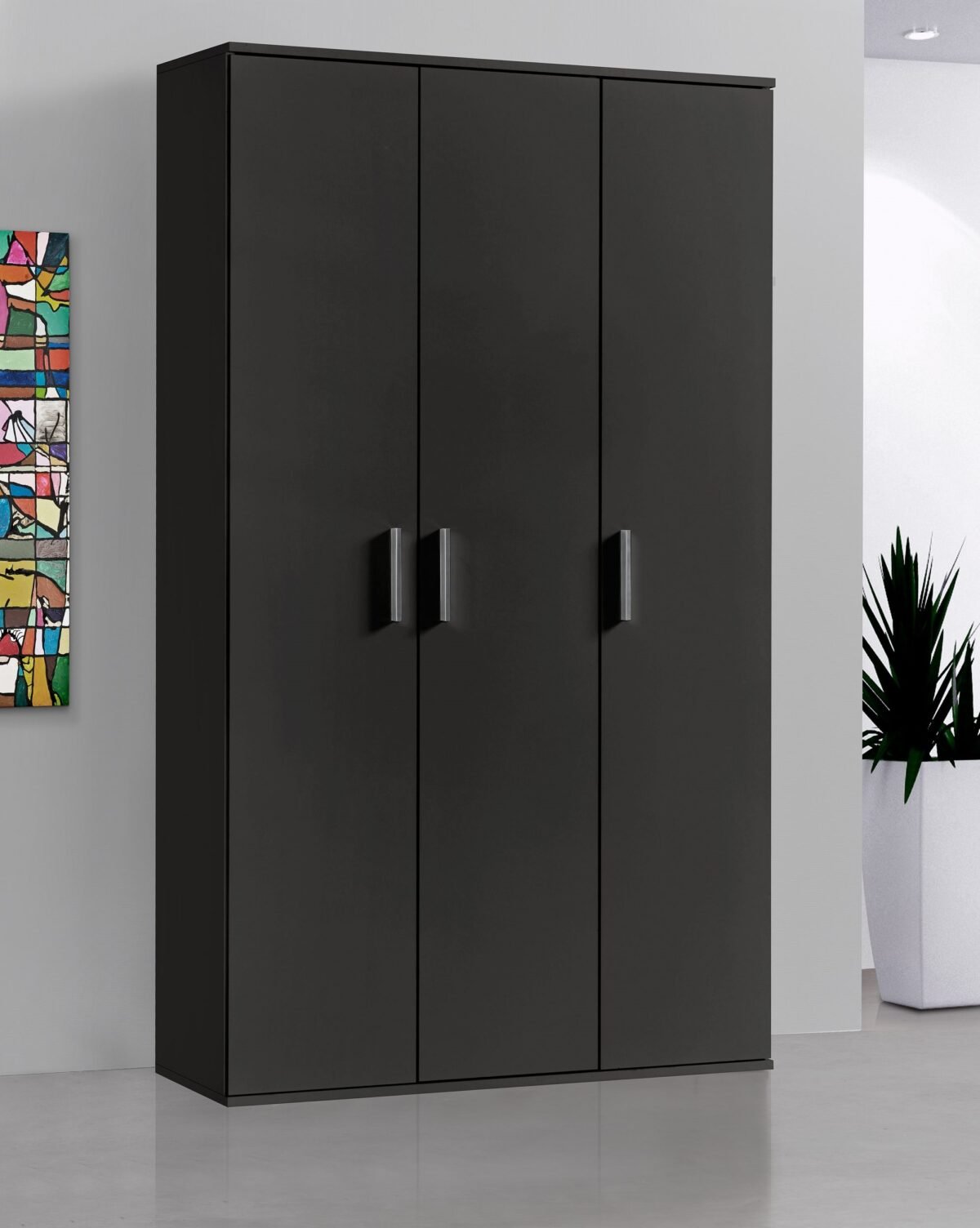Black  Wardrobe 200×150 cm – 3 Doors - Image 1