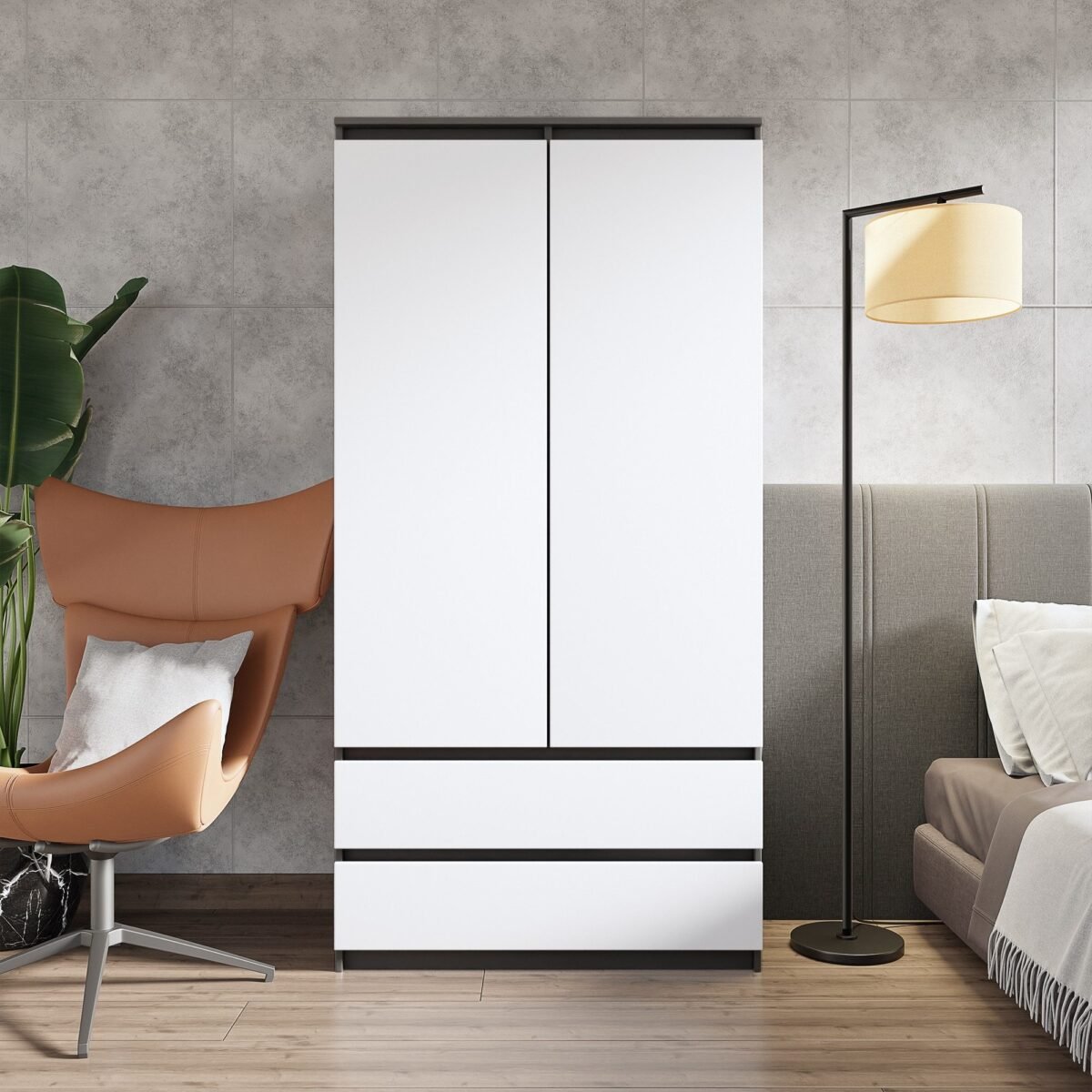 Wardrobe 200×100 cm – White & Black, 2 Doors - Image 1