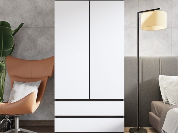 Wardrobe 200×100 cm – White & Black, 2 Doors
