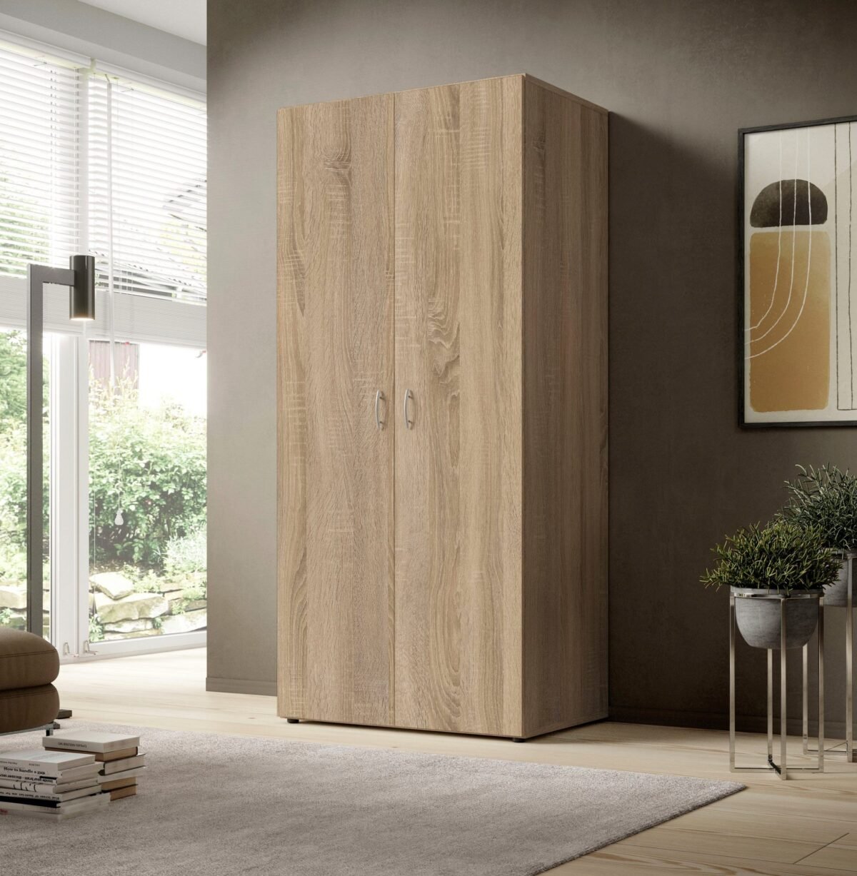 Wardrobe 200×100 cm – Beige Wood - Image 2