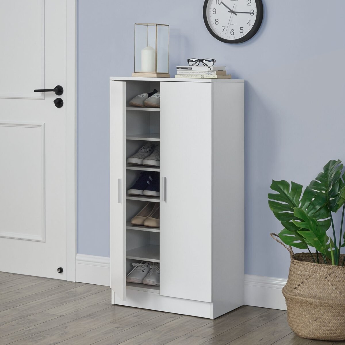80×110 cm White Shoe Cabinet - Image 2