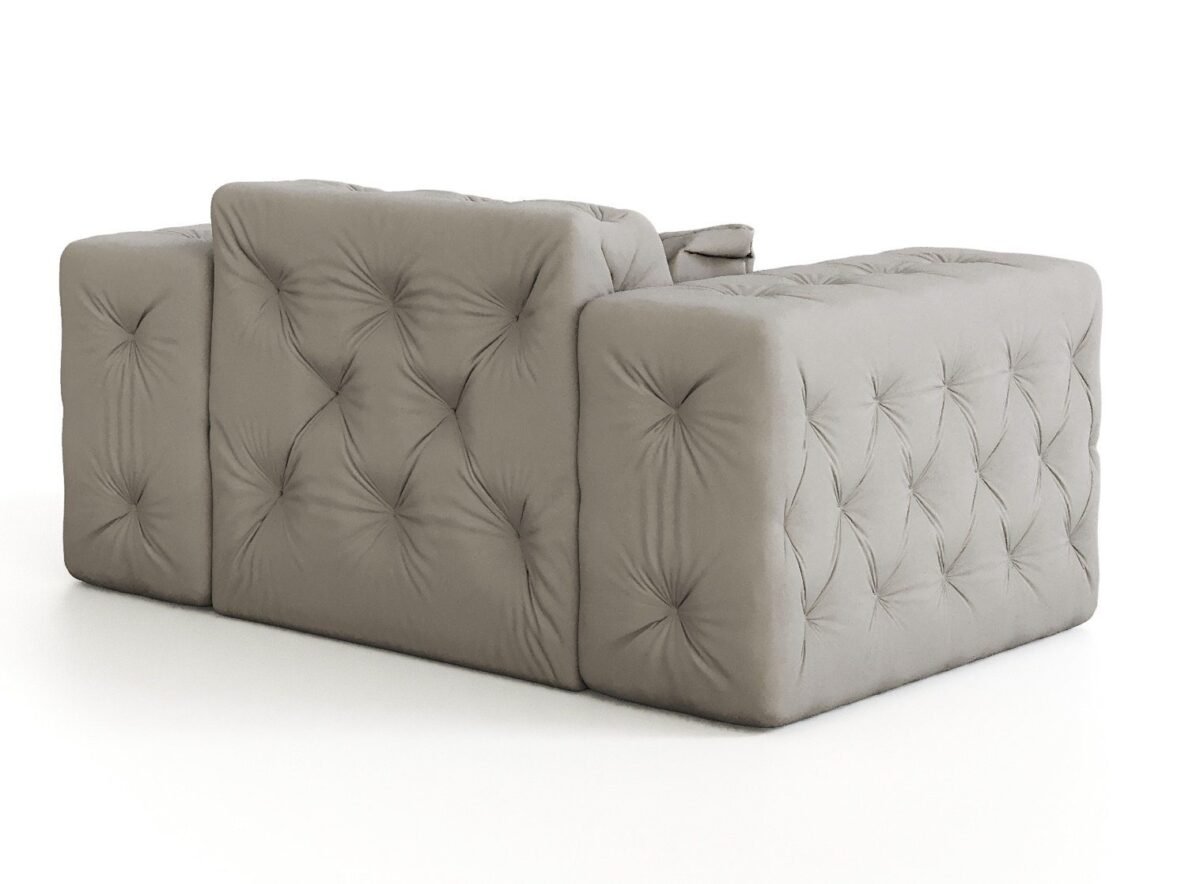 121×96 cm Beige Velvet Armchair - Image 2