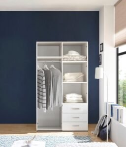 ⁦دولاب 200×120 سم أبيض بـ 3 أدراج جانبية⁩ - الصورة ⁦2⁩