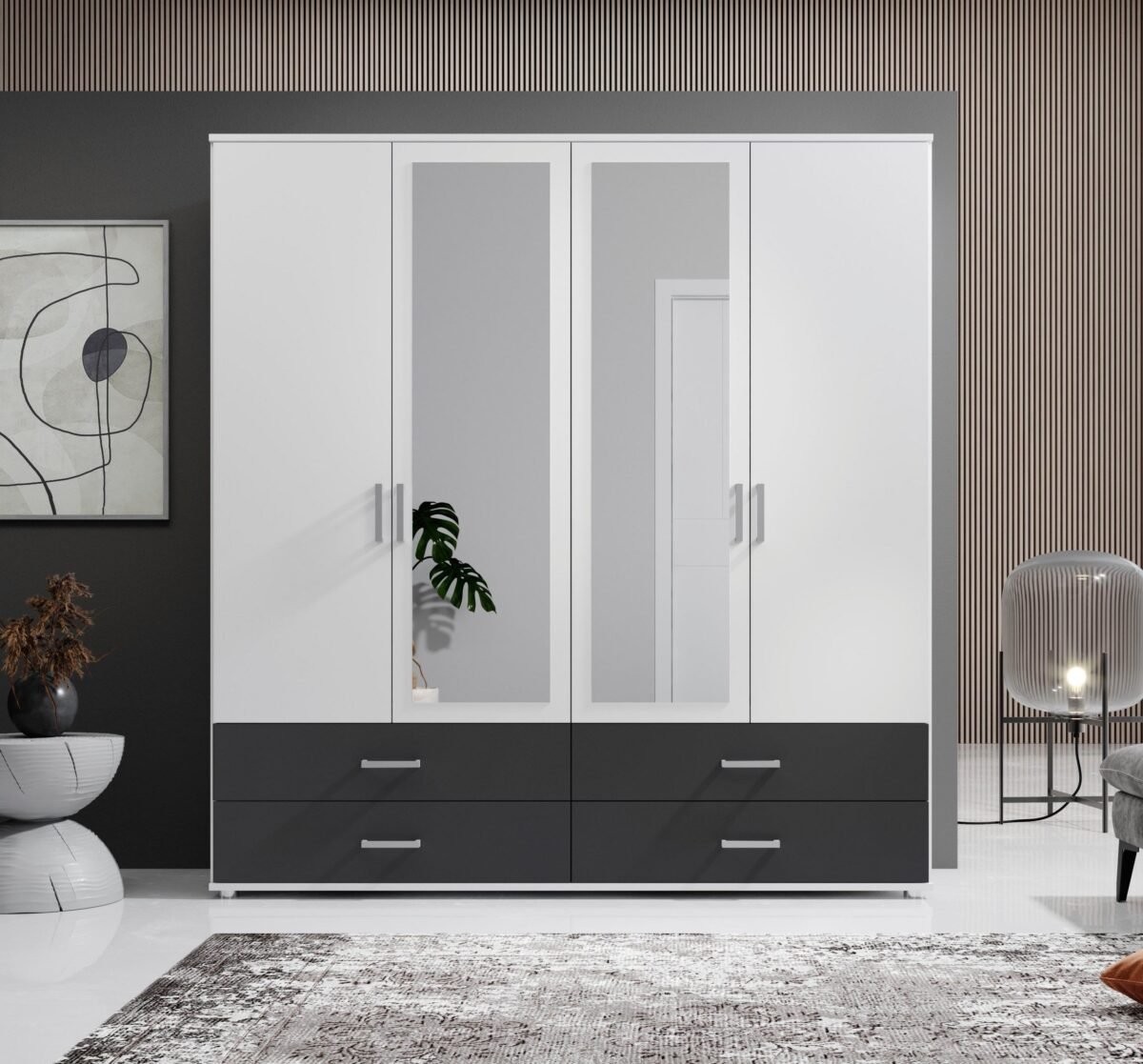 Modern Wardrobe 200×200 cm – White & Black - Image 1
