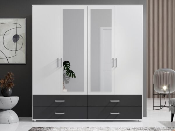 Modern Wardrobe 200×200 cm – White & Black