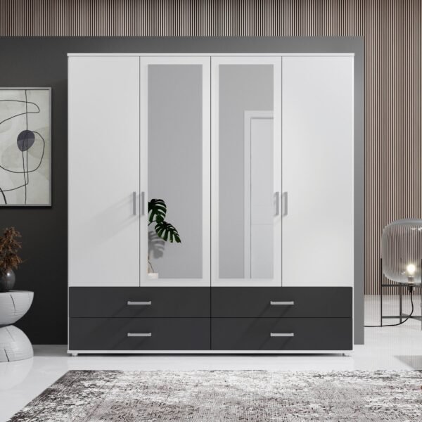 Modern Wardrobe 200×200 cm – White & Black