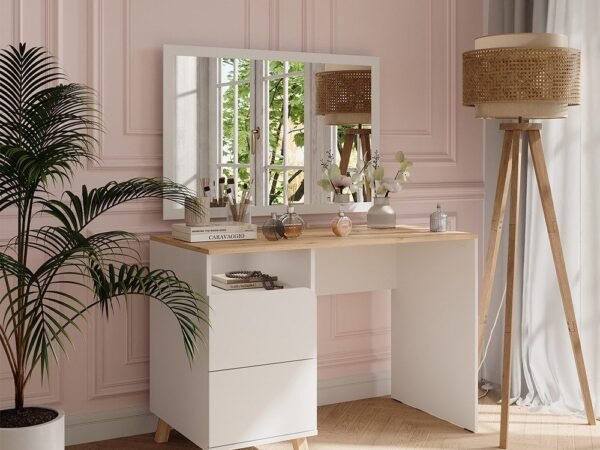 Dressing Table 150×110 cm – Wood & White