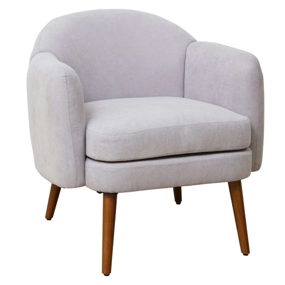 68×60 cm Light Grey Suede Armchair - Image 4