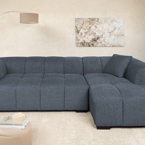 240×128 cm Navy Linen Sectional Sofa