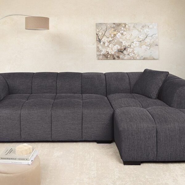 240×128 cm Gray Linen Sectional Sofa